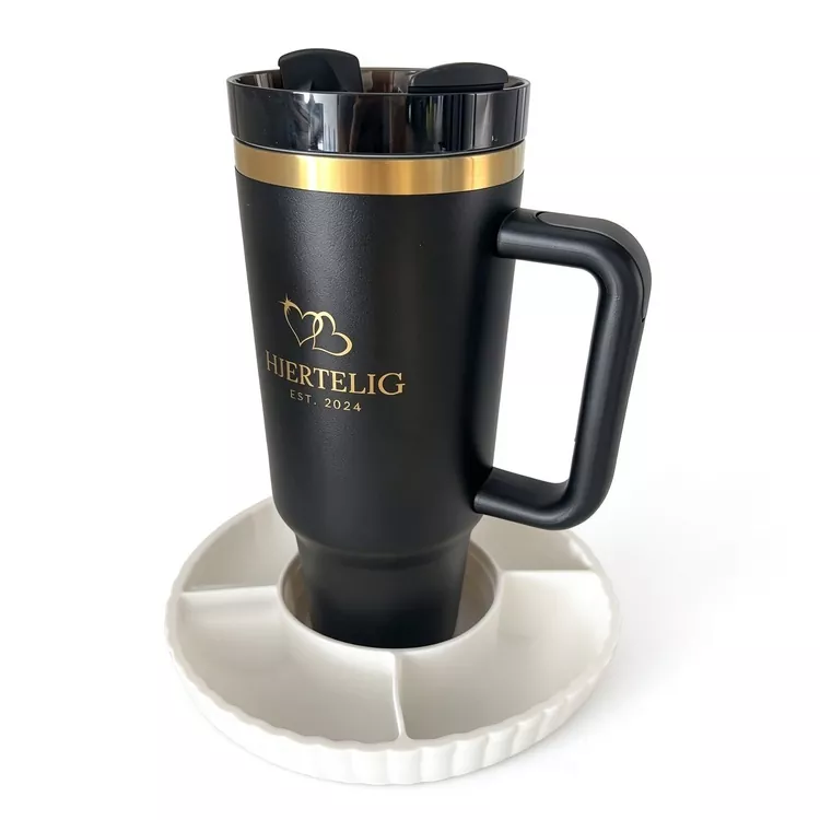 40 oz tumbler med silikone frugttallerken